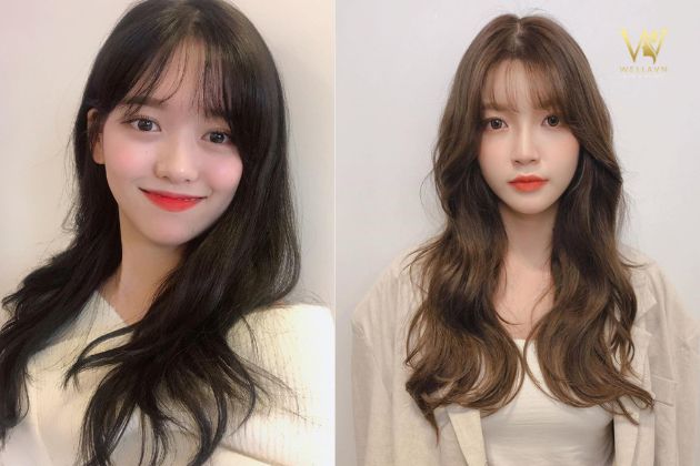 Kiểu tóc layer nữ mặt tròn có mái nhánh