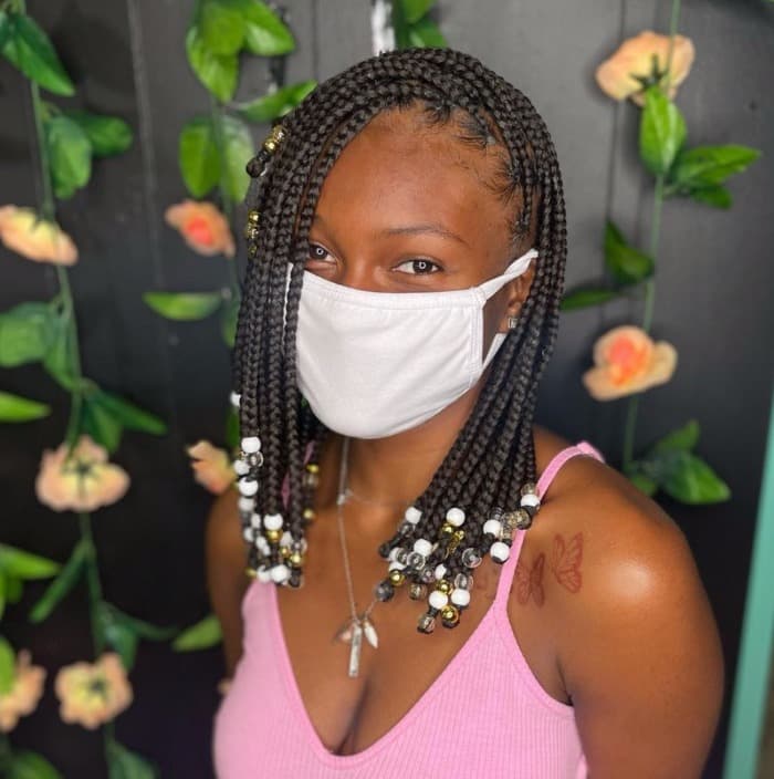 Medium Knotless Braids With Beads