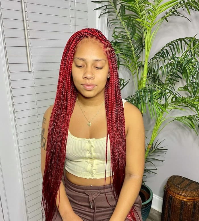 Red Knotless Braids