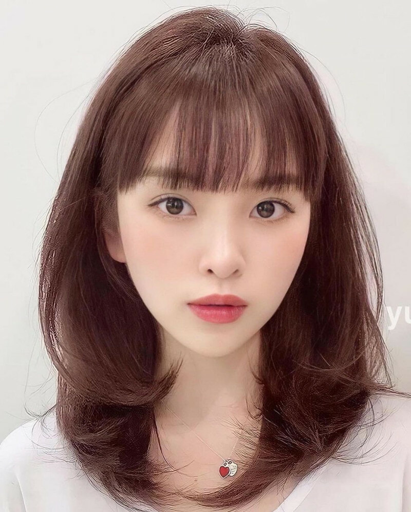 Tóc sợi dạng nữ mặt tròn với tóc dài