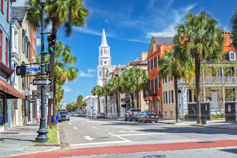 Typical tree lined street in Charleston SC