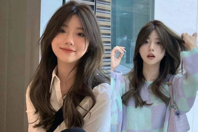 Tóc layer nữ dài ngang vai mái hai bên